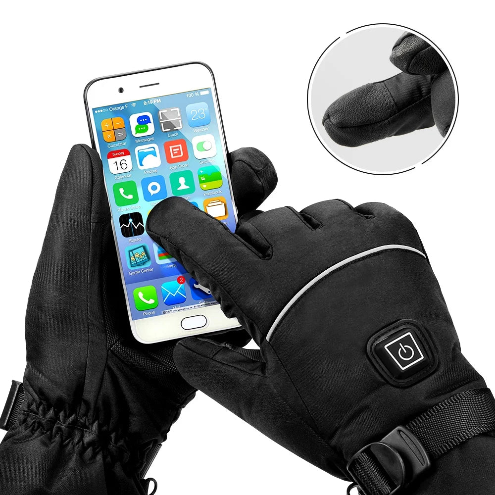 Heated Motorcycle Gloves Winter Warm Motorcycle Gloves Guantes Moto Heated Gloves Waterproof Rechargeable Heating Thermal Gloves